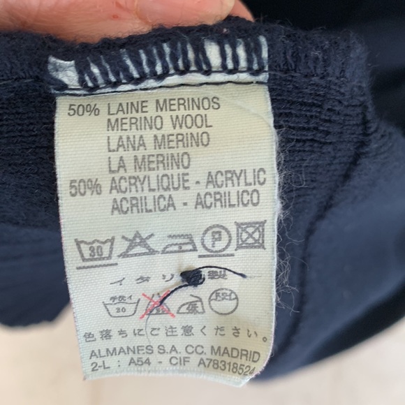 Alain Manoukian Navy Lambs Wool cardigan M/L - Picture 6 of 6